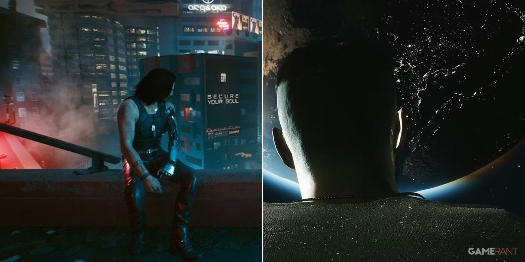 Two of the endings in Cyberpunk 2077