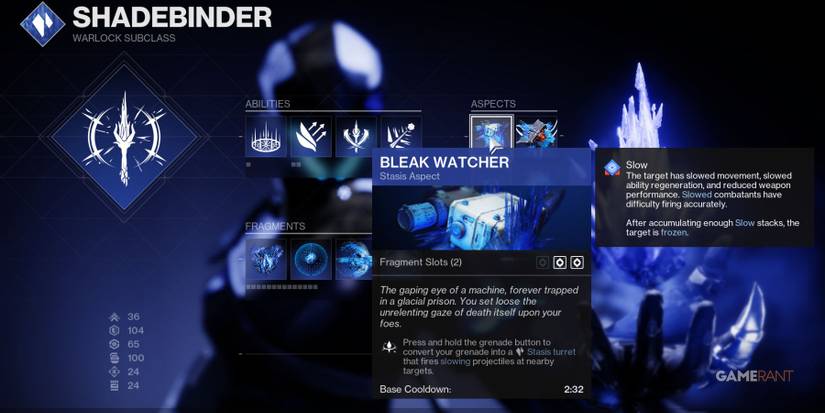 Destiny 2 Bleak Watcher Warlock Stasis Aspect