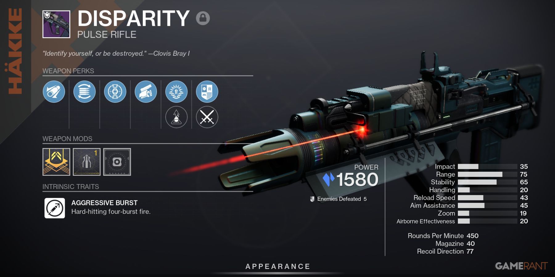 Destiny 2 Disparity Pulse Rifle