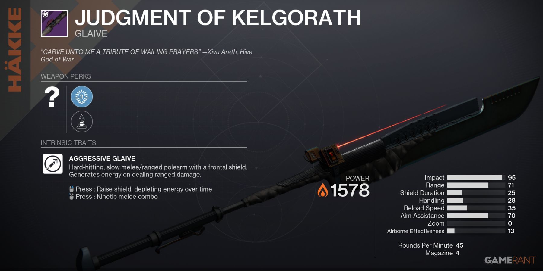 Destiny 2 Judgment Of Kelgorath Glaive