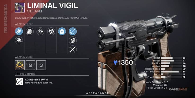 Destiny 2 Liminal Vigil Sidearm