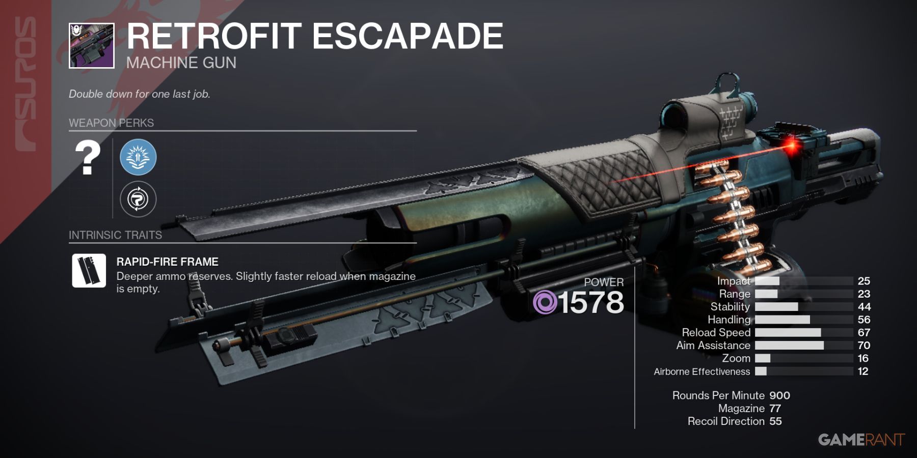 Destiny 2 Retrofit Escapade Machine Gun