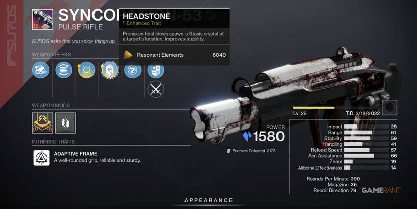 Destiny 2 Syncopation-53 With Headstone Perk