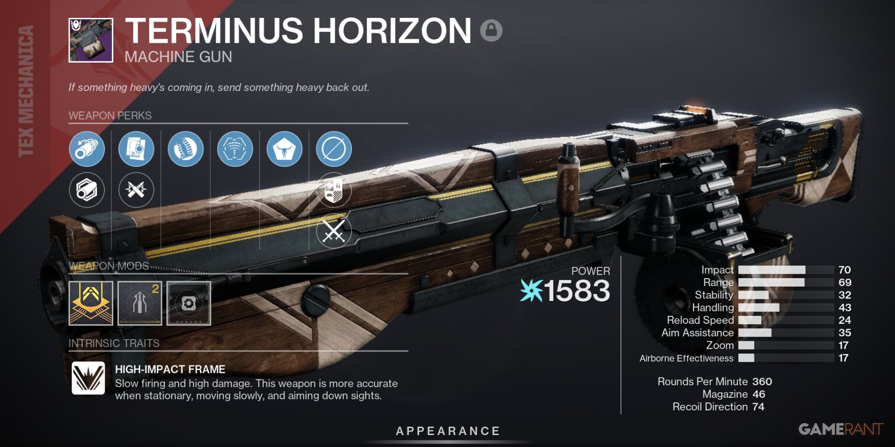 Destiny 2 Terminus Horizon Machine Gun