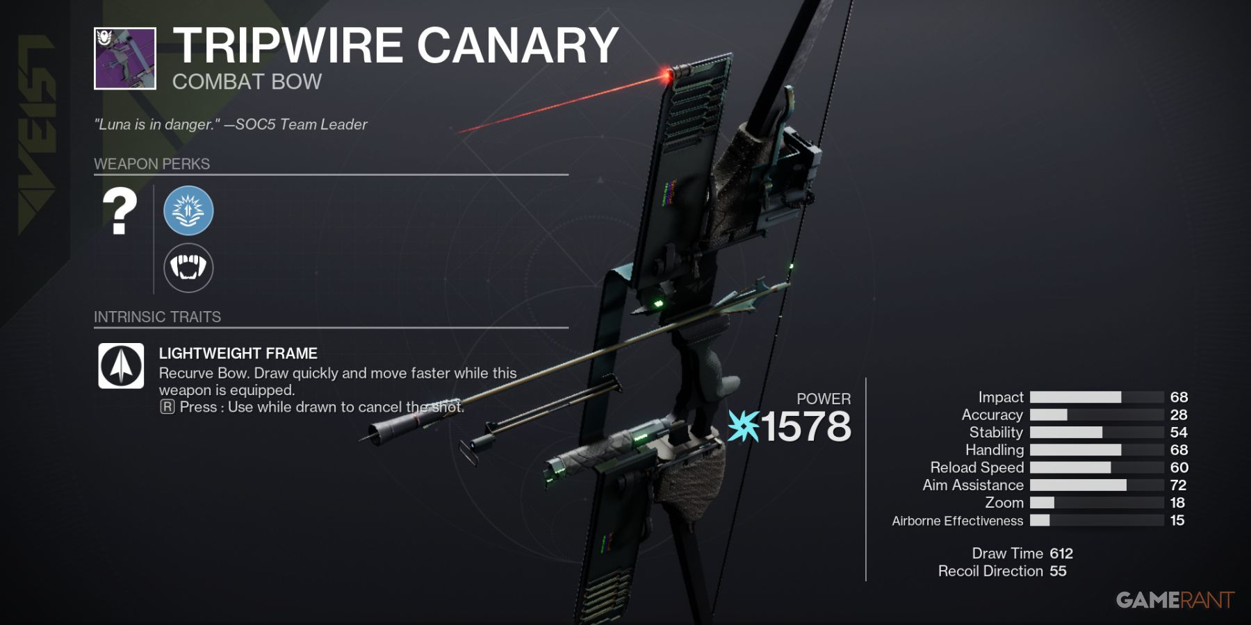 Destiny 2 Tripwire Canary Bow