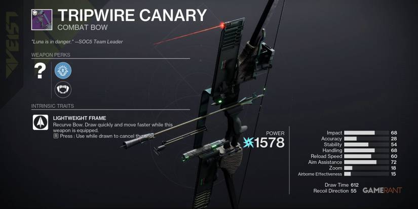 Destiny 2 Tripwire Canary Bow