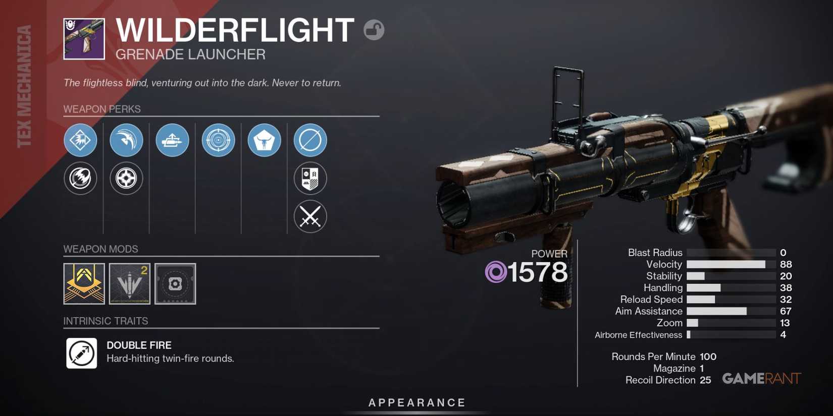 Destiny 2 Wilderflight Grenade Launcher