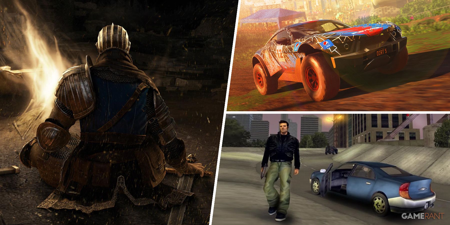 Dark Souls, Dirt 5, and Grand Theft Auto 3