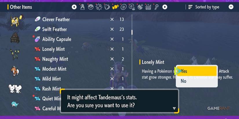 pokemon scarlet violet mint items
