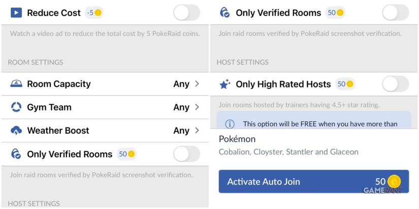 Pokemon GO PokeRaid App Auto Join Settings