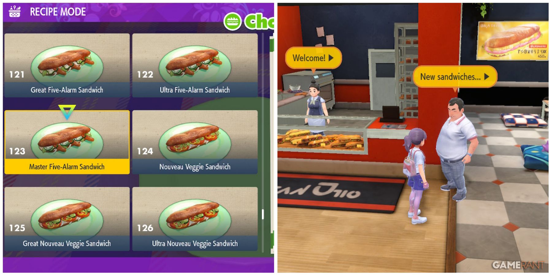 Pokemon Scarlet and Violet Sandwich Recipes List