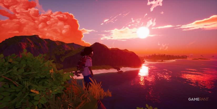 tchia preview pc sunset over water view