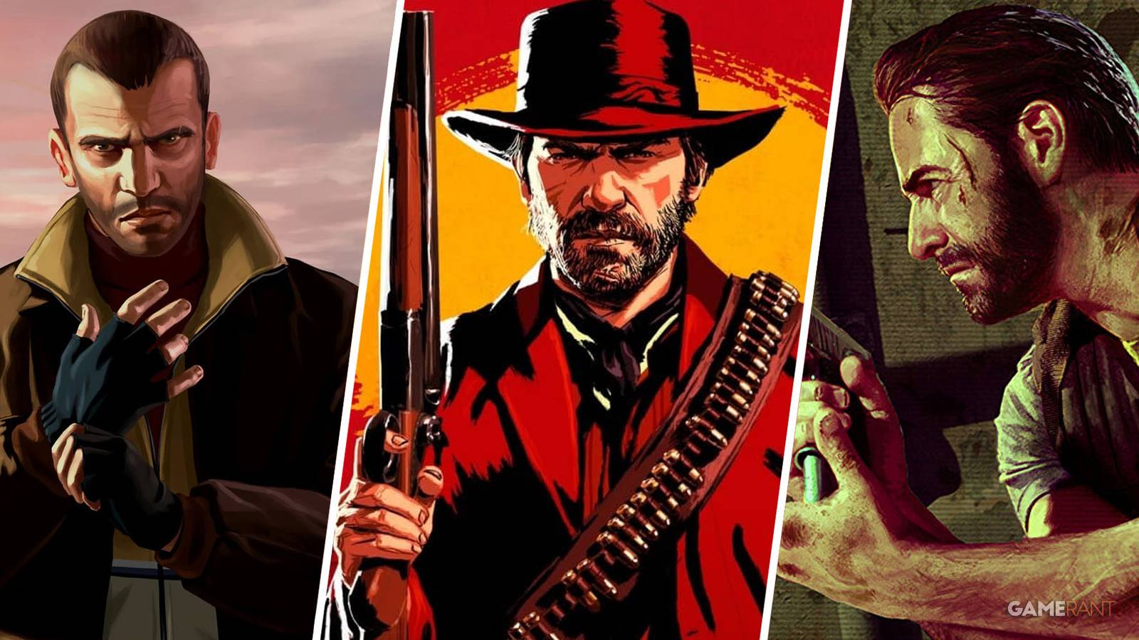 Niko Bellic, Arthur Morgan, and Max Payne