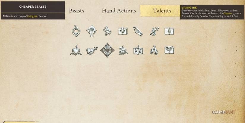 Inkulinati Cheaper Beasts Talent In The Bestiary