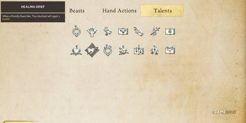 Inkulinati Healing Grief Talent In The Bestiary