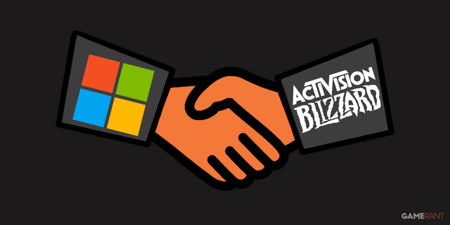 Microsoft Activision Blizzard Acquisition Handshake Agreement GR illustration