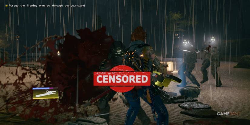 wanted dead chainsaw censored attack in rain