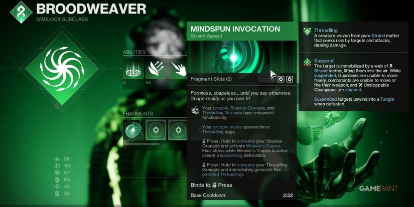 Destiny 2 Mindspun Invocation Strand Warlock Aspect