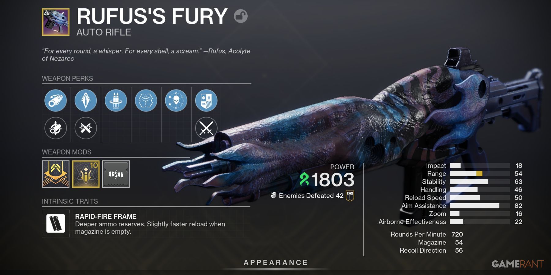 Destiny 2 Rufus Fury Strand Auto Rifle