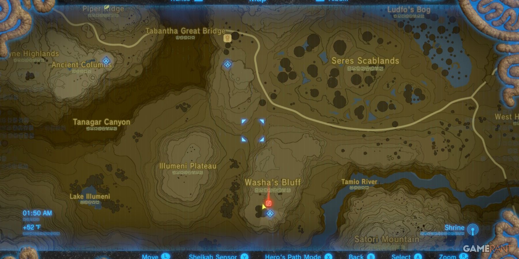 loz botw washa's bluff location