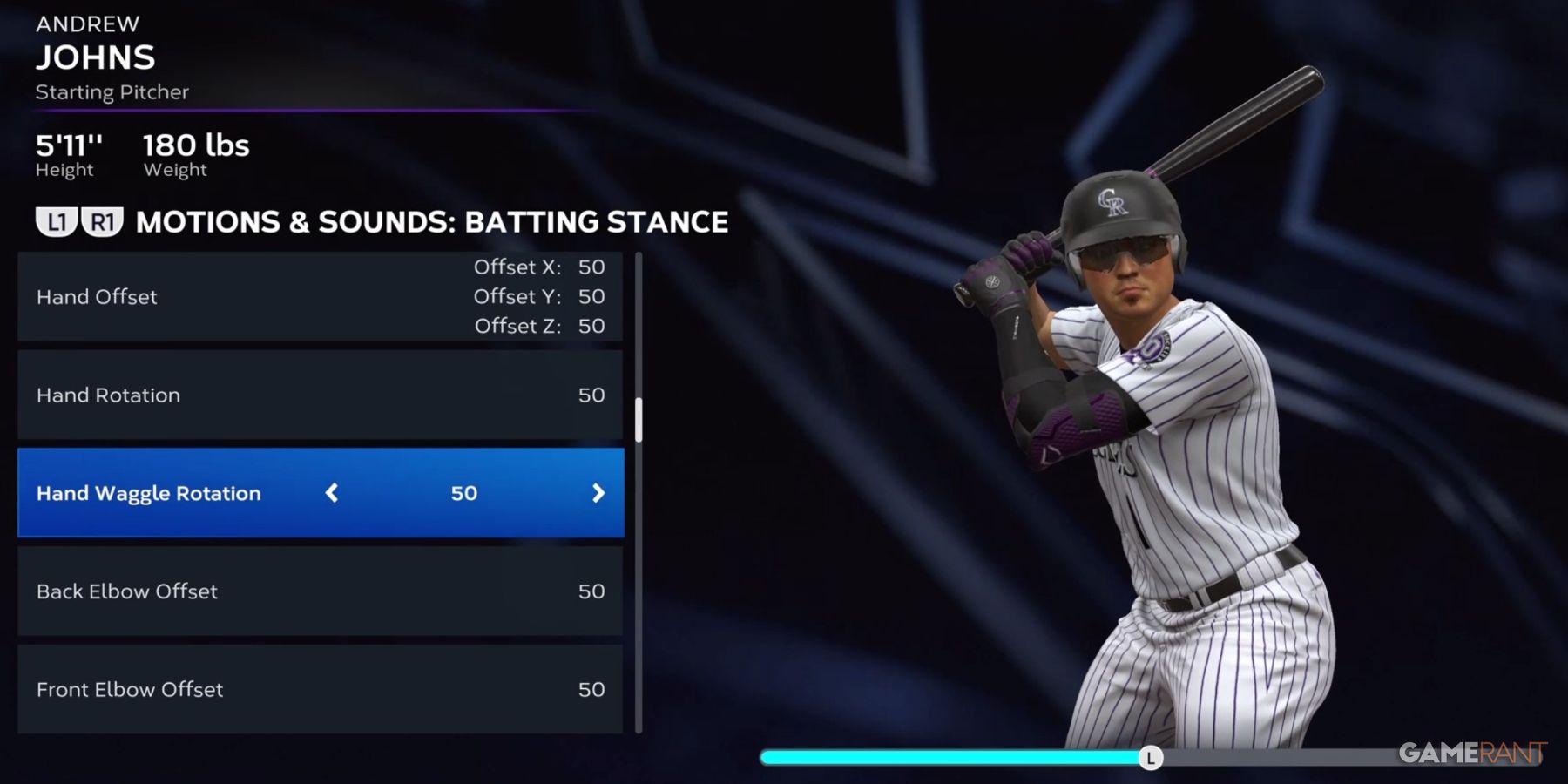 MLB The Show 23 Adjust Hand Waggle Batting Stance