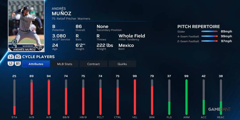 MLB The Show 23 Andres Munoz Preseason Player Card