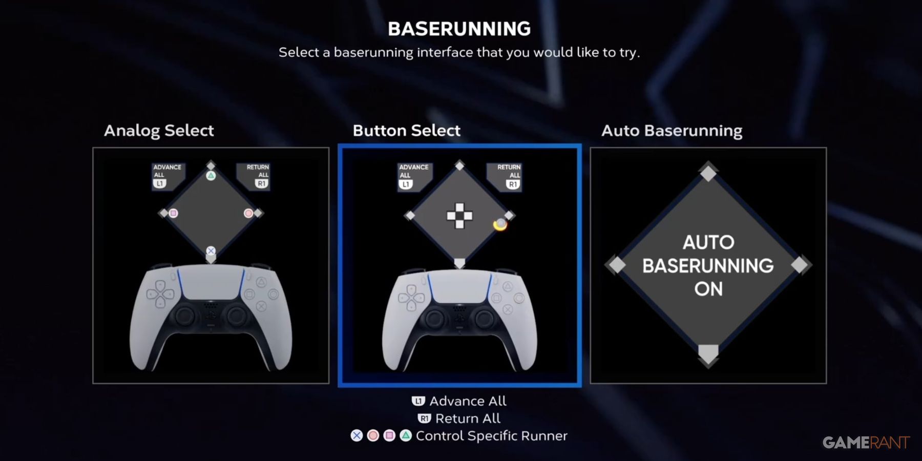MLB The Show 23 Button Select Baserunning Setting