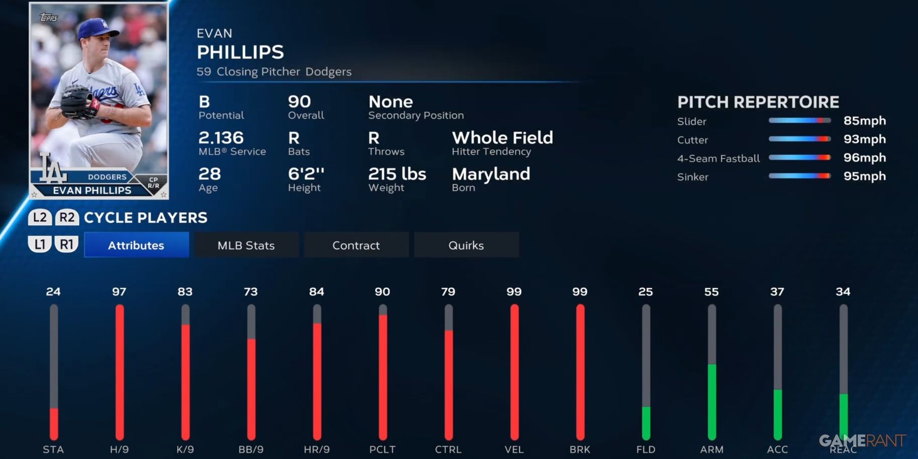 MLB The Show 23 Evan Phillips Preseason Player Card