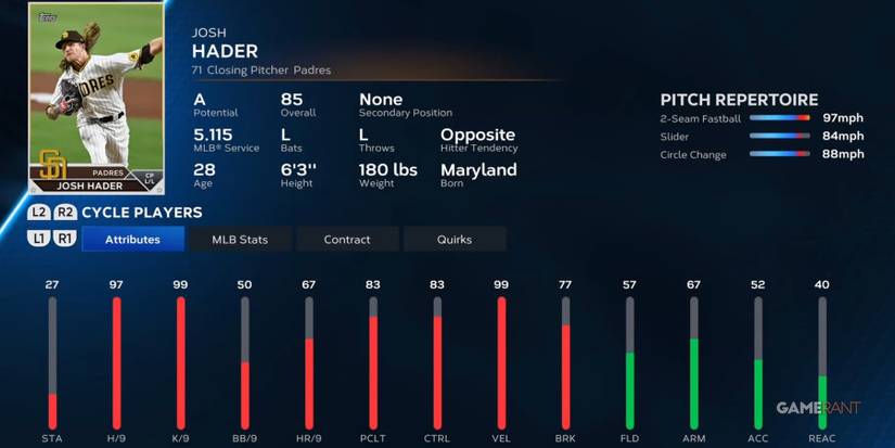 MLB The Show 23 Josh Hader Preseason Player Card