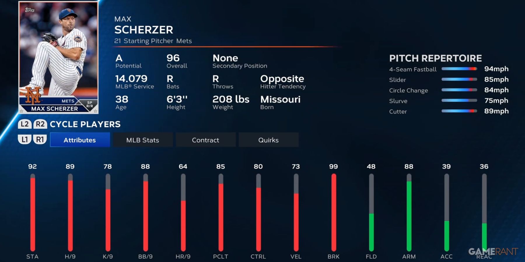 MLB The Show 23 Max Scherzer Preseason Player Card