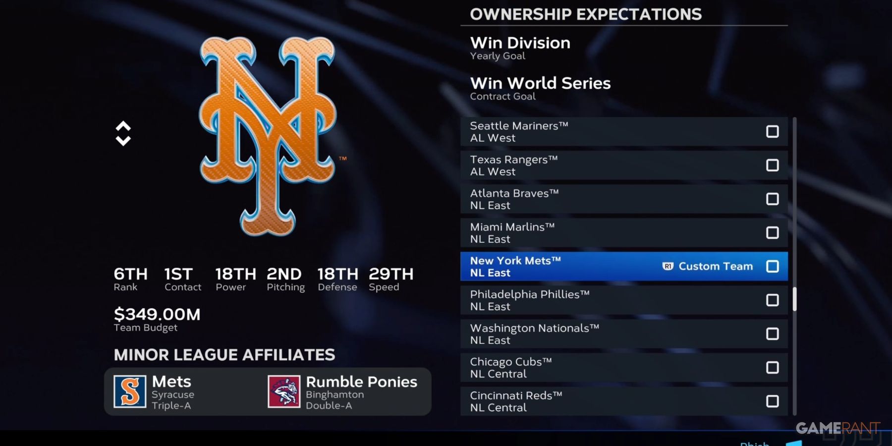 MLB The Show 23 Mets Preseason Rank