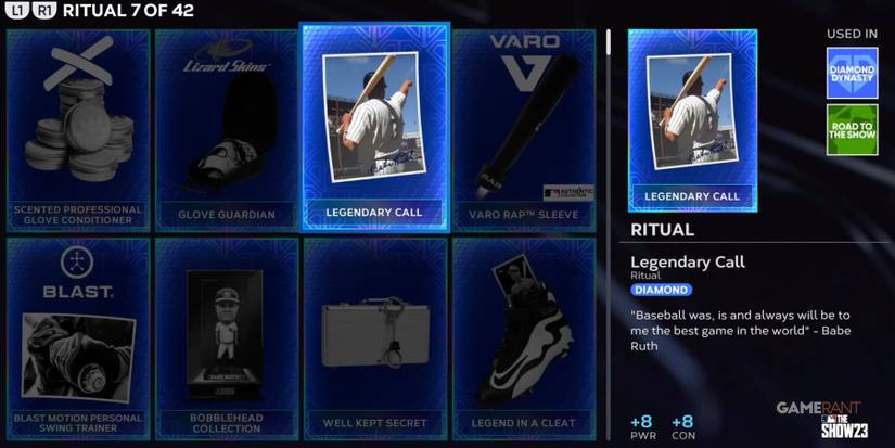 MLB The Show 23 Ritual Inventory Selection