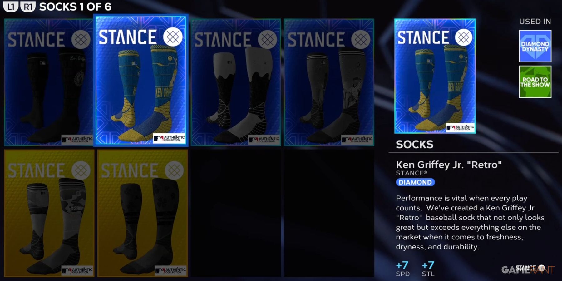 MLB The Show 23 Socks Inventory Selection