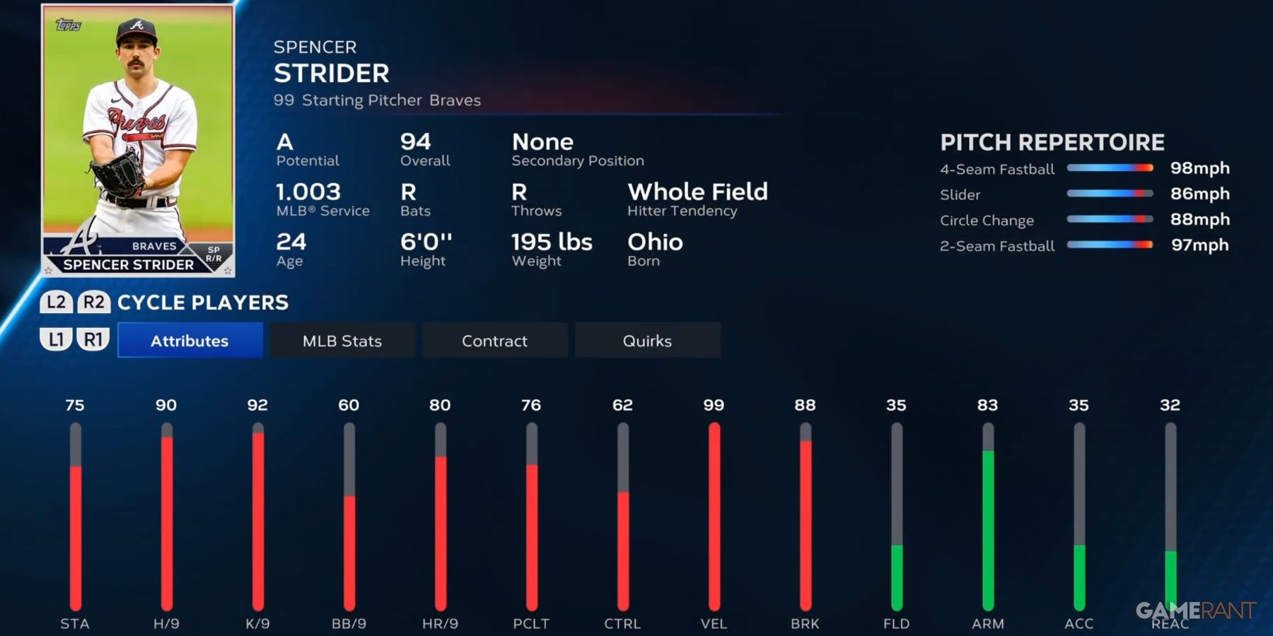 MLB The Show 23 Spencer Strider Preseason Player Card