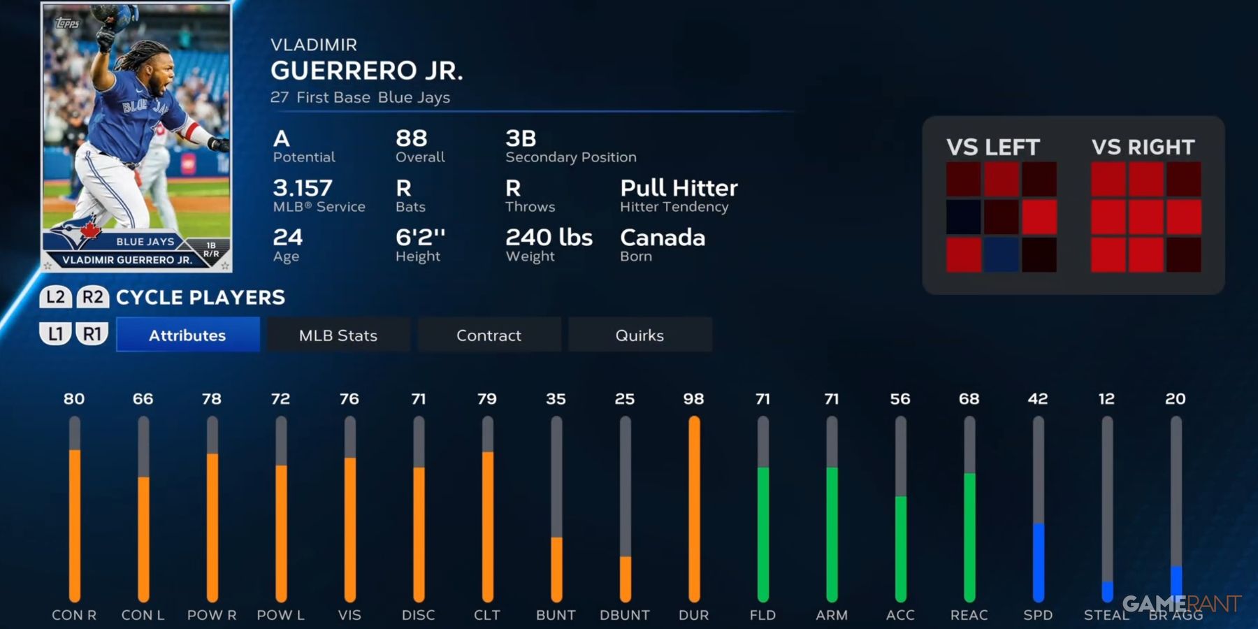 MLB The Show 23 Vladimir Guerrero Jr Player Card