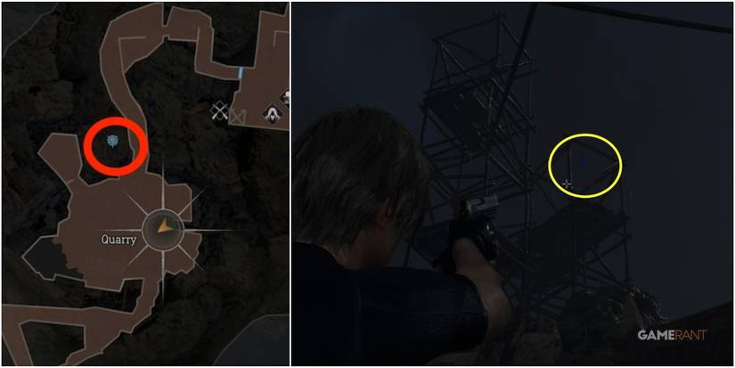 RE4 REMAKE leon shooting medallion quarry