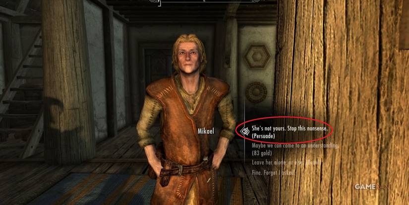 Skyrim Persuading Mikael To Leave Carlotta Alone