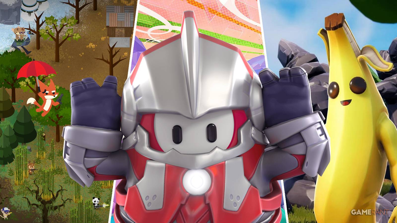 Super Animal Royale, Fall Guys: Ultimate Knockout, and Fortnite