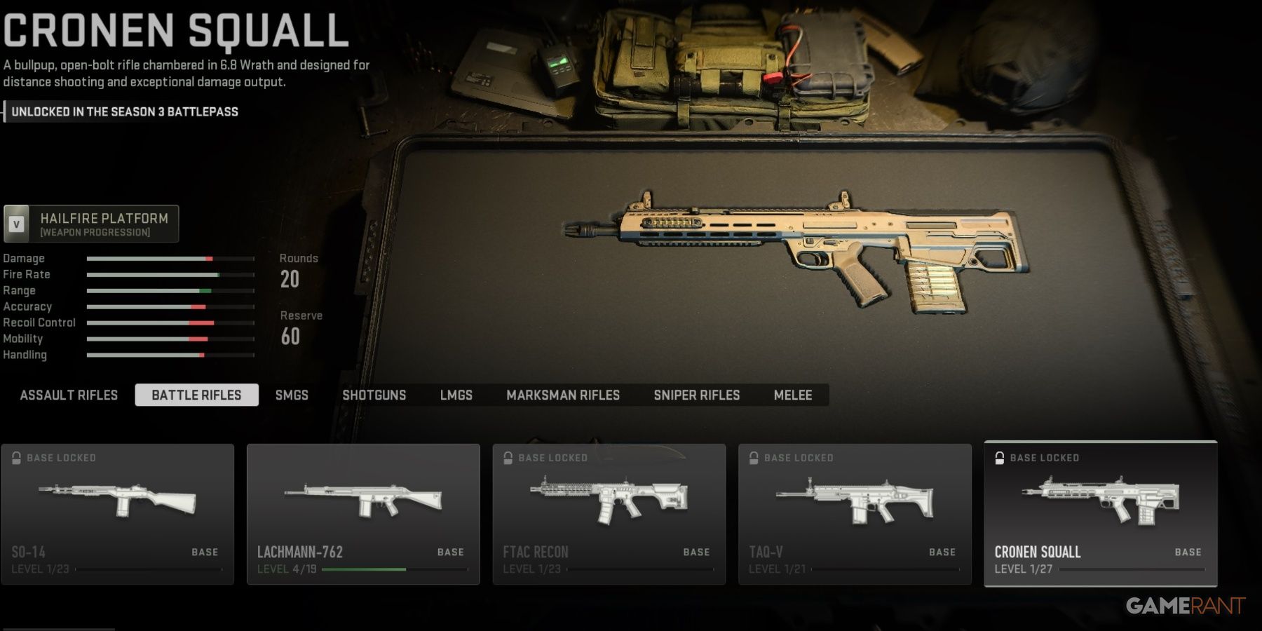 Call of Duty Modern Warfare 2 Cronen Squall Battle Rifle In Loadout