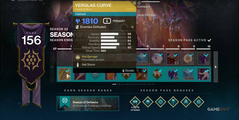 Destiny 2 Seasonal Pass Verglas Curve Reward Tier
