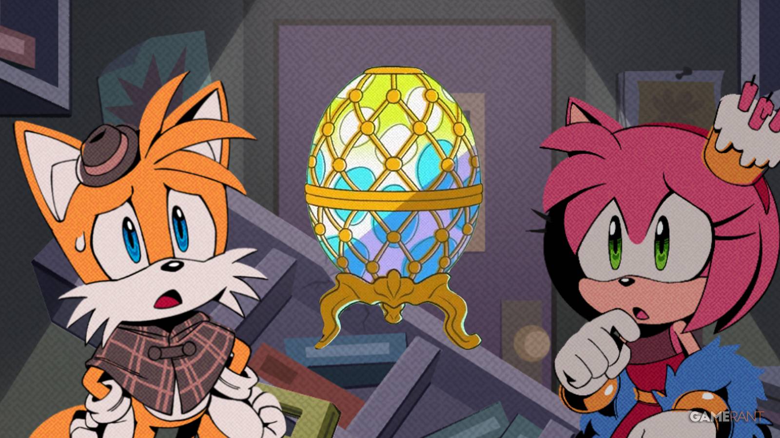 Tails and Amy looking at Egg