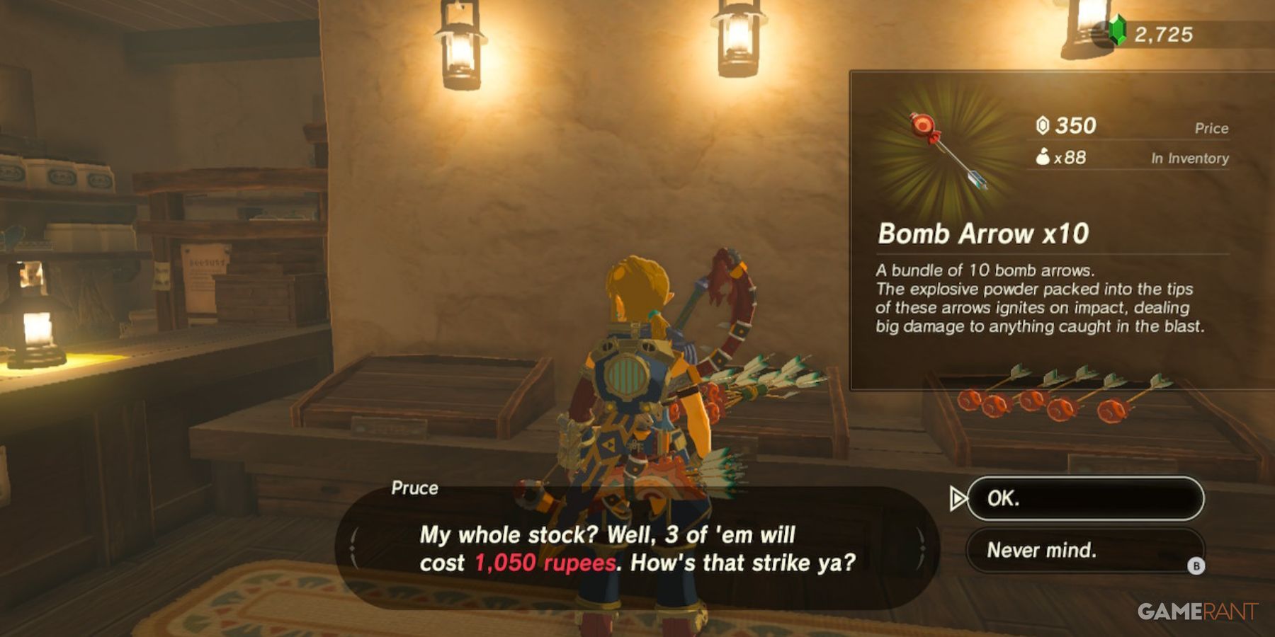 loz botw bomb arrow hateno village