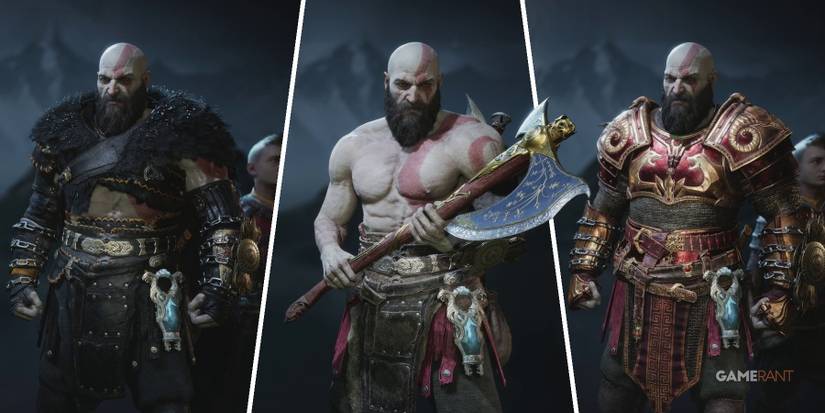 Some of the new armor sets in God of War Ragnarok's New Game Plus mode