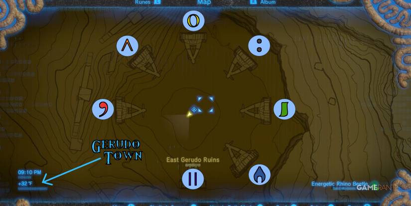 A map showing the Seven Heroines location in The Legend of Zelda: Breath of the Wild.