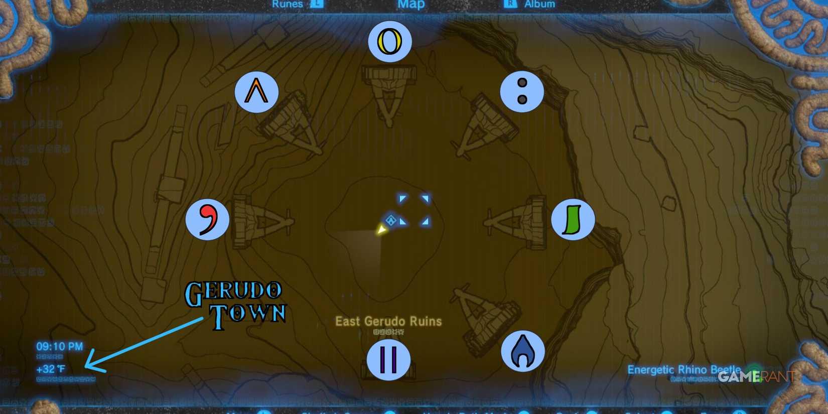 A map showing the Seven Heroines location in The Legend of Zelda: Breath of the Wild.