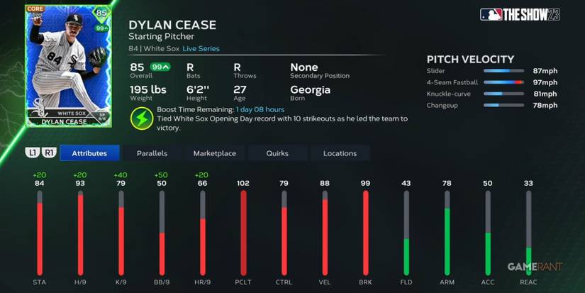 MLB The Show 23 Boosted Dylan Cease Card