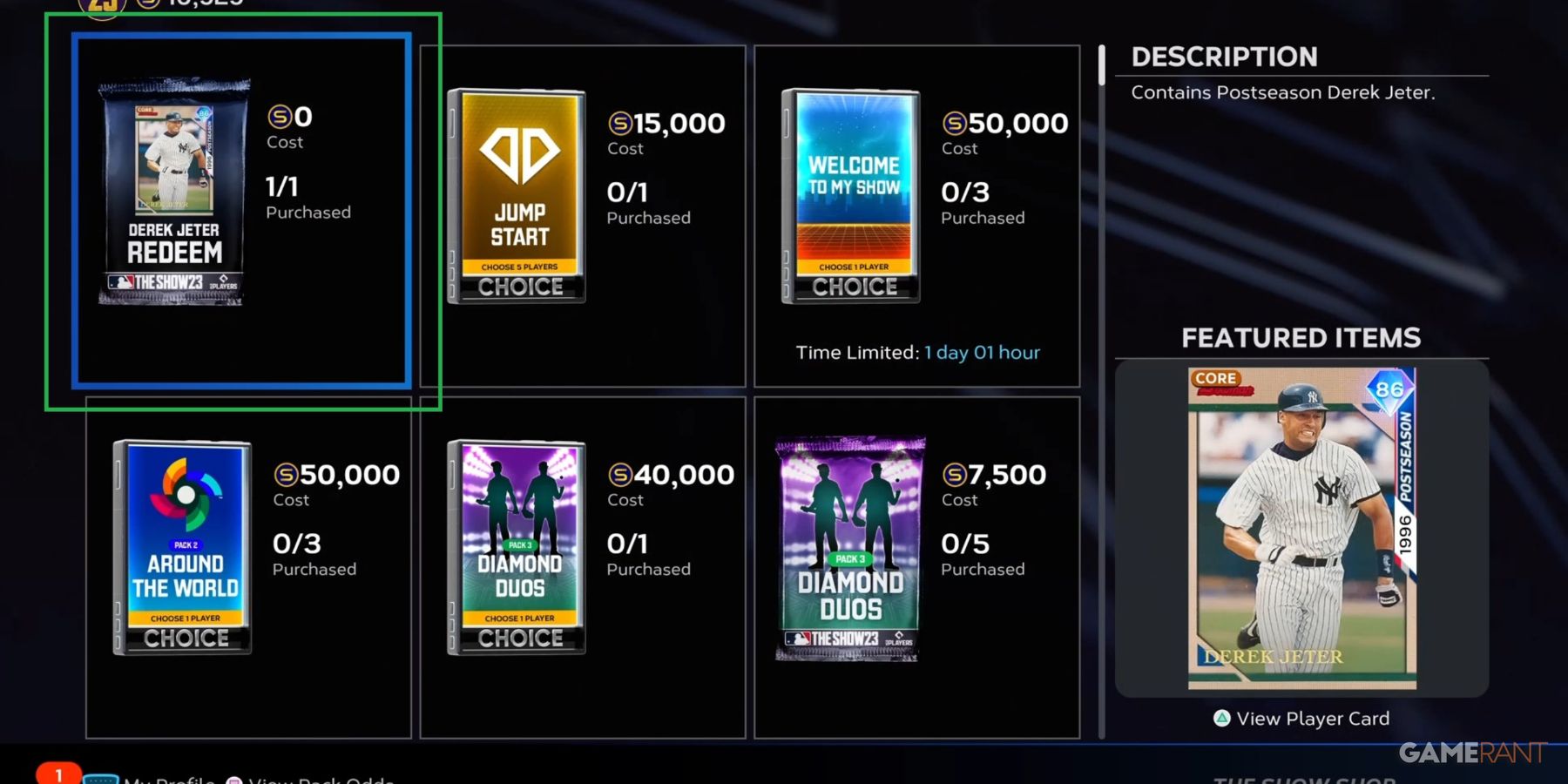 MLB The Show 23 Free Pack In The Shop