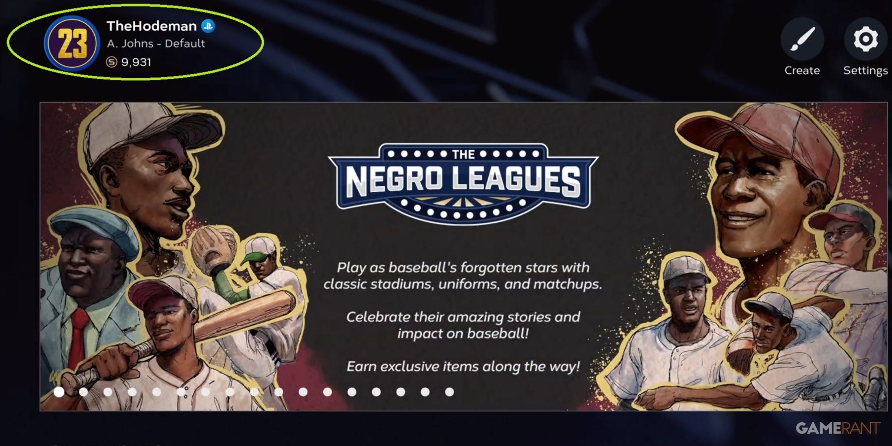 MLB The Show 23 Profile Screen Location