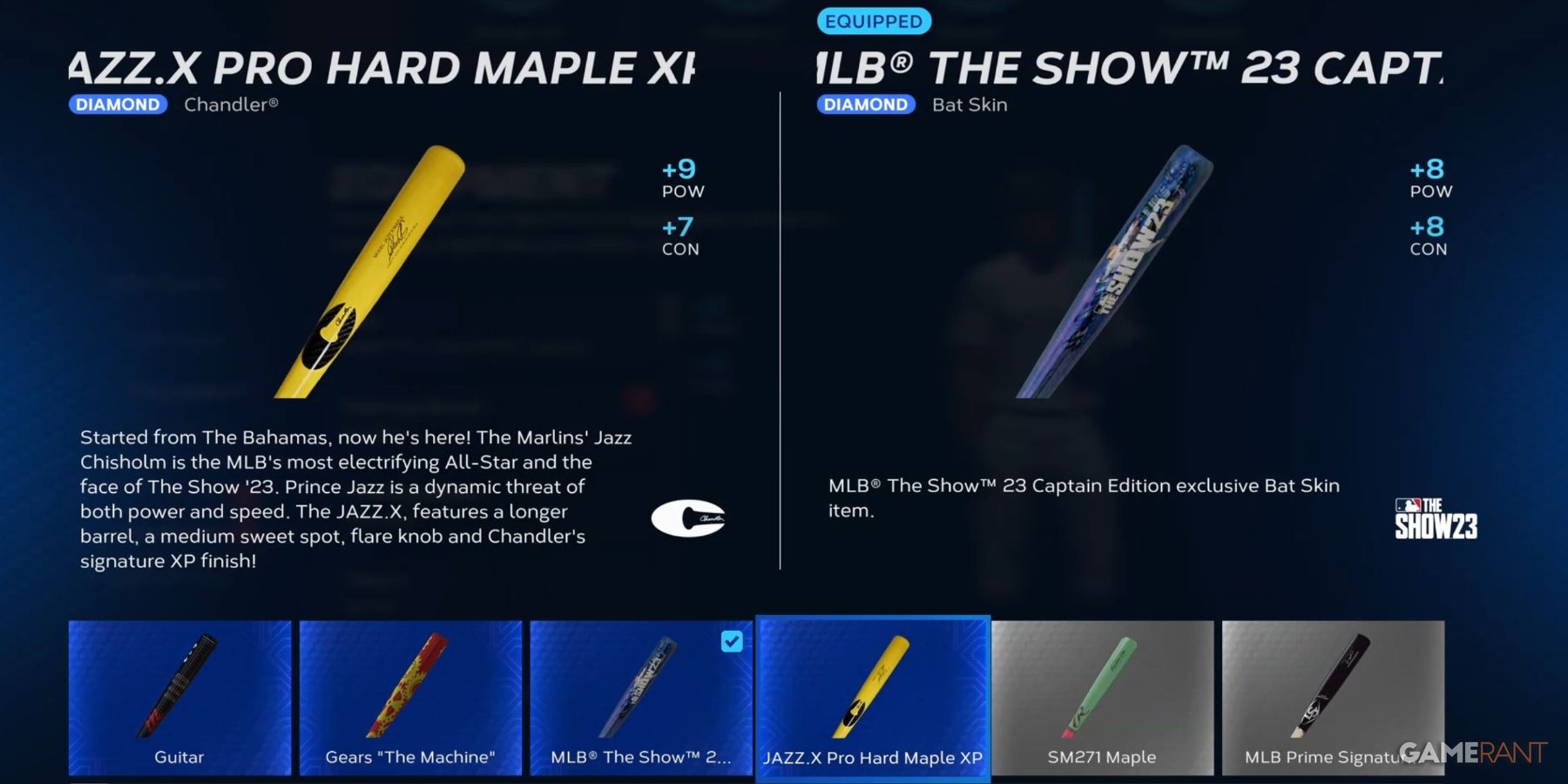 MLB The Show 23 Selecting A New Bat