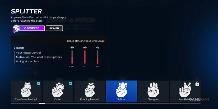 MLB The Show 23 Splitter Description